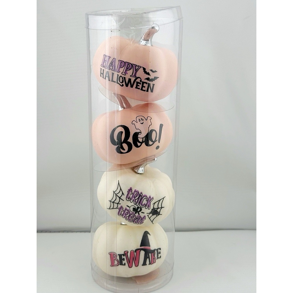 Halloween Summerween Pink Mini Pumpkin Set. Includes 4 Total